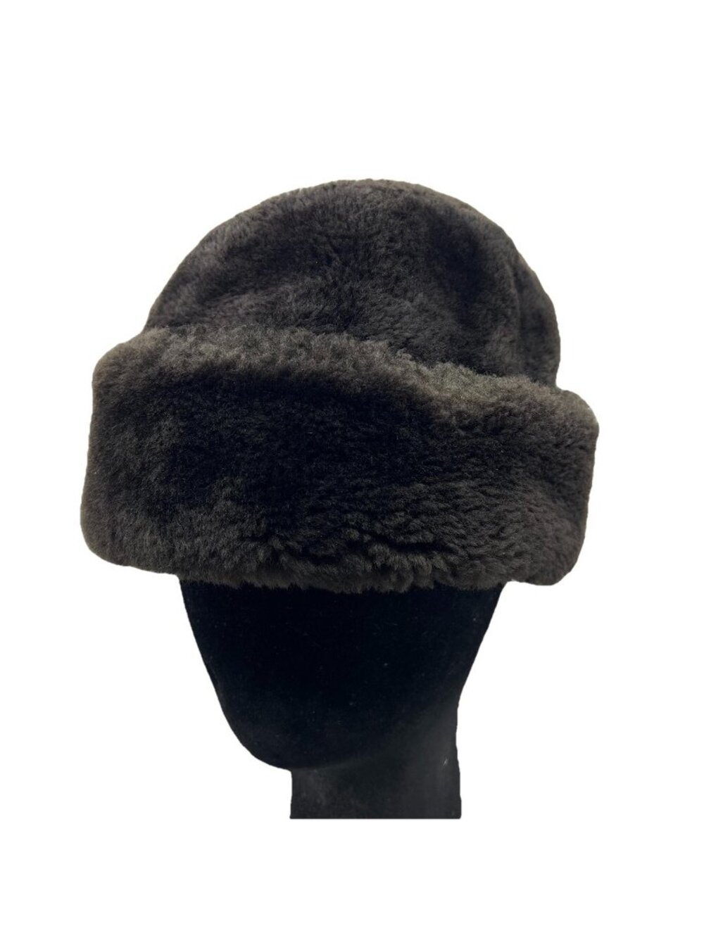 North King Dyed Mountain Lamb Black Fur Hat Cap Earflaps Made In USA Vintage